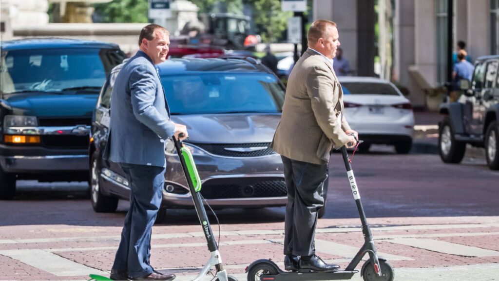 Electric Scooters in Charlotte-Scooter Riding Downtown Charlotte